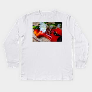 Oriental lily And  Baroque Violin Kids Long Sleeve T-Shirt